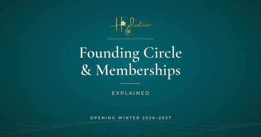 Hidration logo with text Founding Circle and Memberships Explained, Opening Winter 2026-2027 on teal