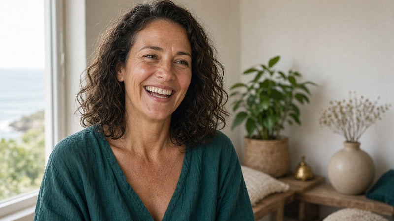 Smiling woman relaxing at home