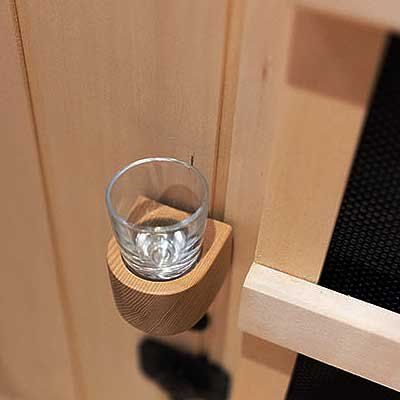 Aromatherapy essential oil cup mounted inside the HaloSauna
