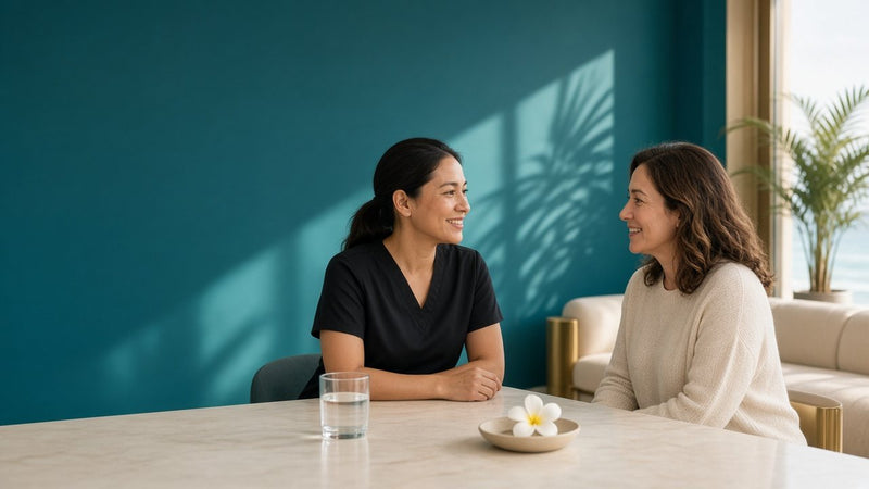 Provider reviewing a client's health history
