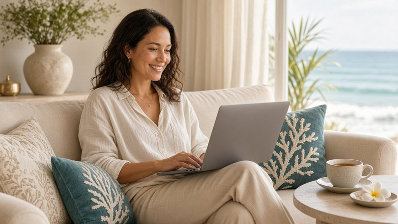 Woman at home on a virtual consultation